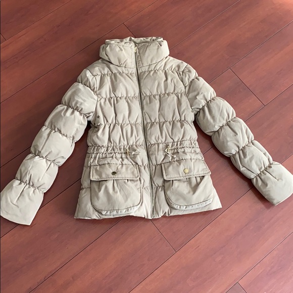 Zara Basic Tan Cinched Waist Puffer Jacket - Picture 2 of 6